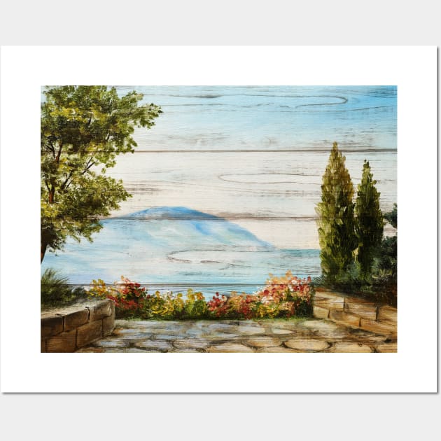 Tavern seaside wood poster Wall Art by GreekTavern